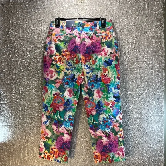 Lands End Womens Pants Size 4 Fit 2 Chino Crop Floral Cotton Rayon NWT - Picture 2 of 10